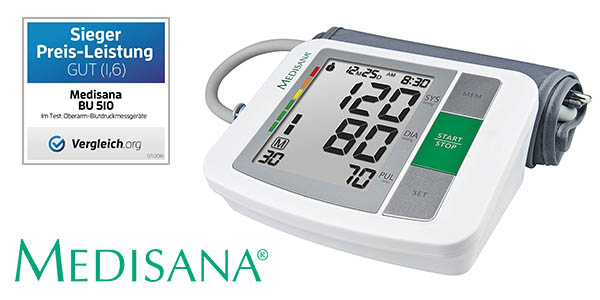 Chollo Tensiómetro de brazo Medisana BU 510 51160 por sólo 24,99€ (-42%)