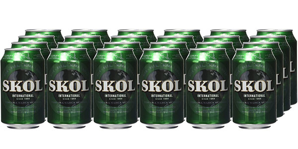Chollo Pack x24 Latas de cerveza Skol de 330 ml por sólo 9,56€ (30% de descuento) ¡0,40€ cada una!