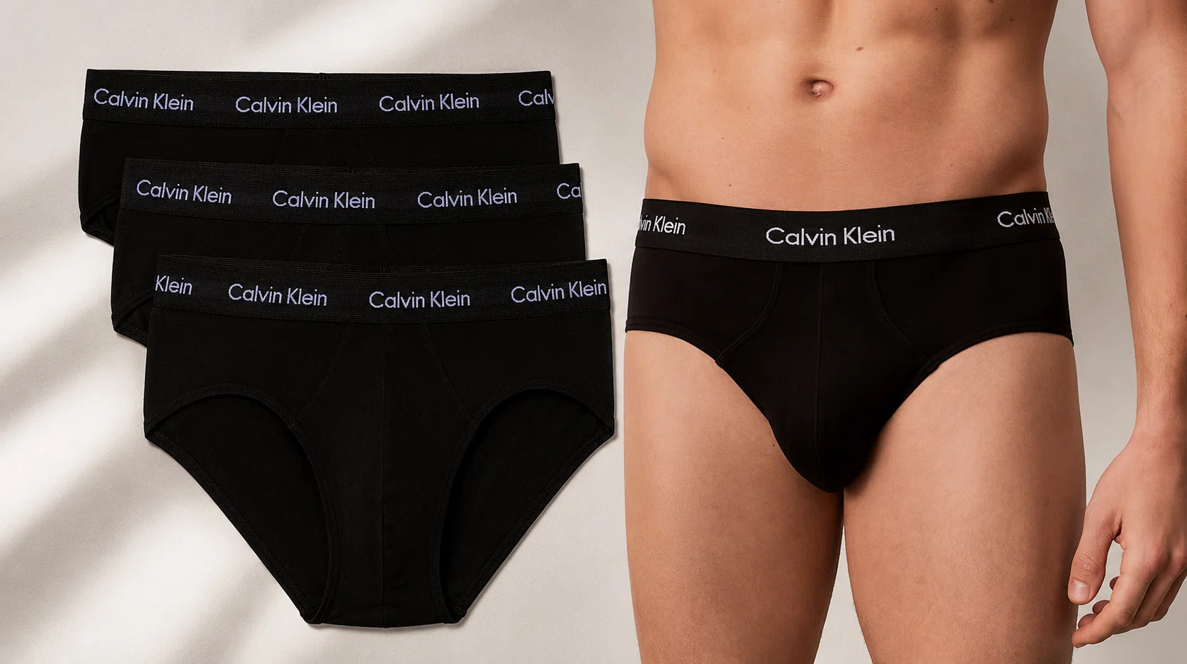 Pack de 3 calzoncillos Calvin Klein Hip Briefs negros para hombre por sólo 22€ (-51%)