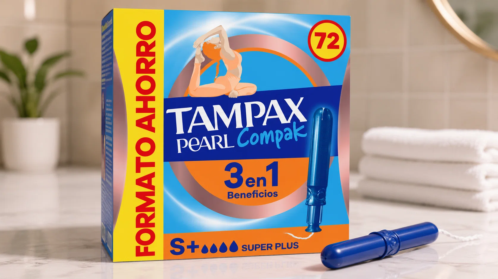 Chollo Pack x72 tampones Tampax Pearl Super Plus con aplicador por sólo 12,56€ con cupón descuento (-24%)