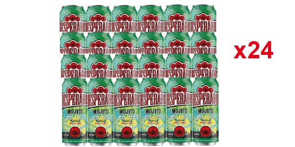 Chollo Pack x24 latas Cerveza Desperados tequila mojito de 500 ml por sólo 29,75€ con cupón y envío gratis (33% de descuento)