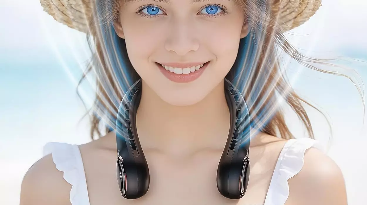 Ventilador de cuello portátil ACELIFE, silencioso y sin hojas, con batería de 6000 mAh y 3 velocidades por sólo 20,50€ (-24%)