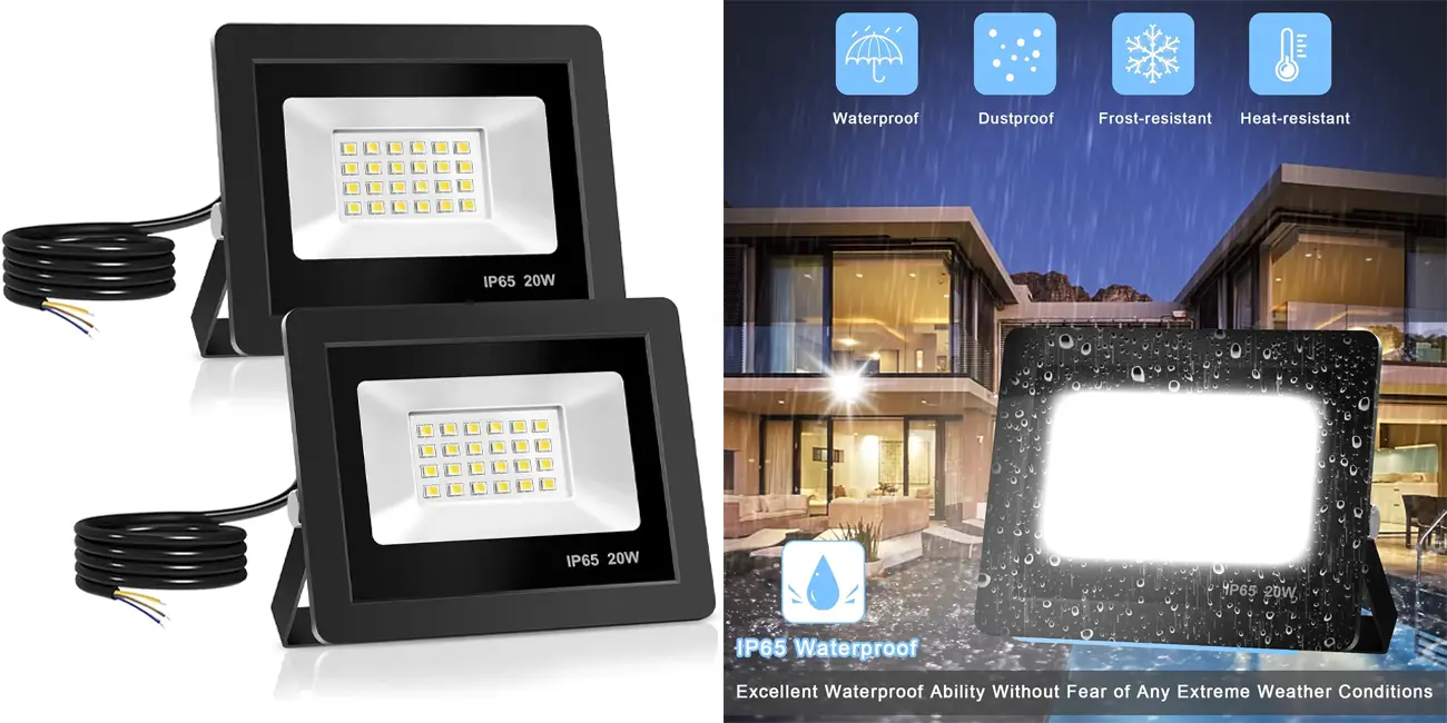 Chollo Pack 2x foco LED Realky IP65 de 20W para exterior por sólo 12,89€ (-32%)