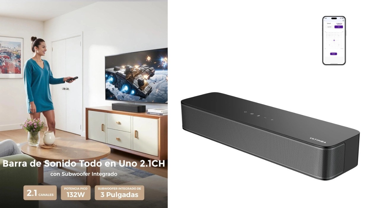 Sonido de cine por poco: Barra de sonido 2.1 Ultimea Poseidon M20 Pro con subwoofer integrado y app por sólo 65,14€ (-46%)