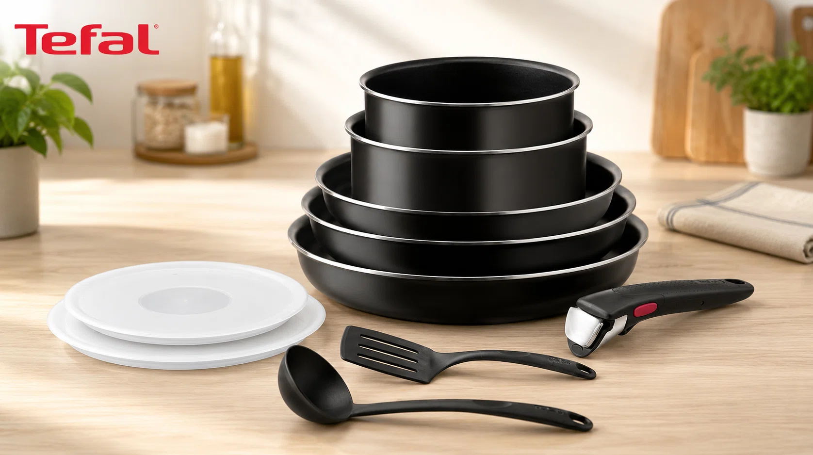 Juego de sartenes y cazos Tefal Ingenio Easy On con mango extraíble y accesorios, apto para horno y lavavajillas por sólo 86,99€ con envío gratis (-17%)
