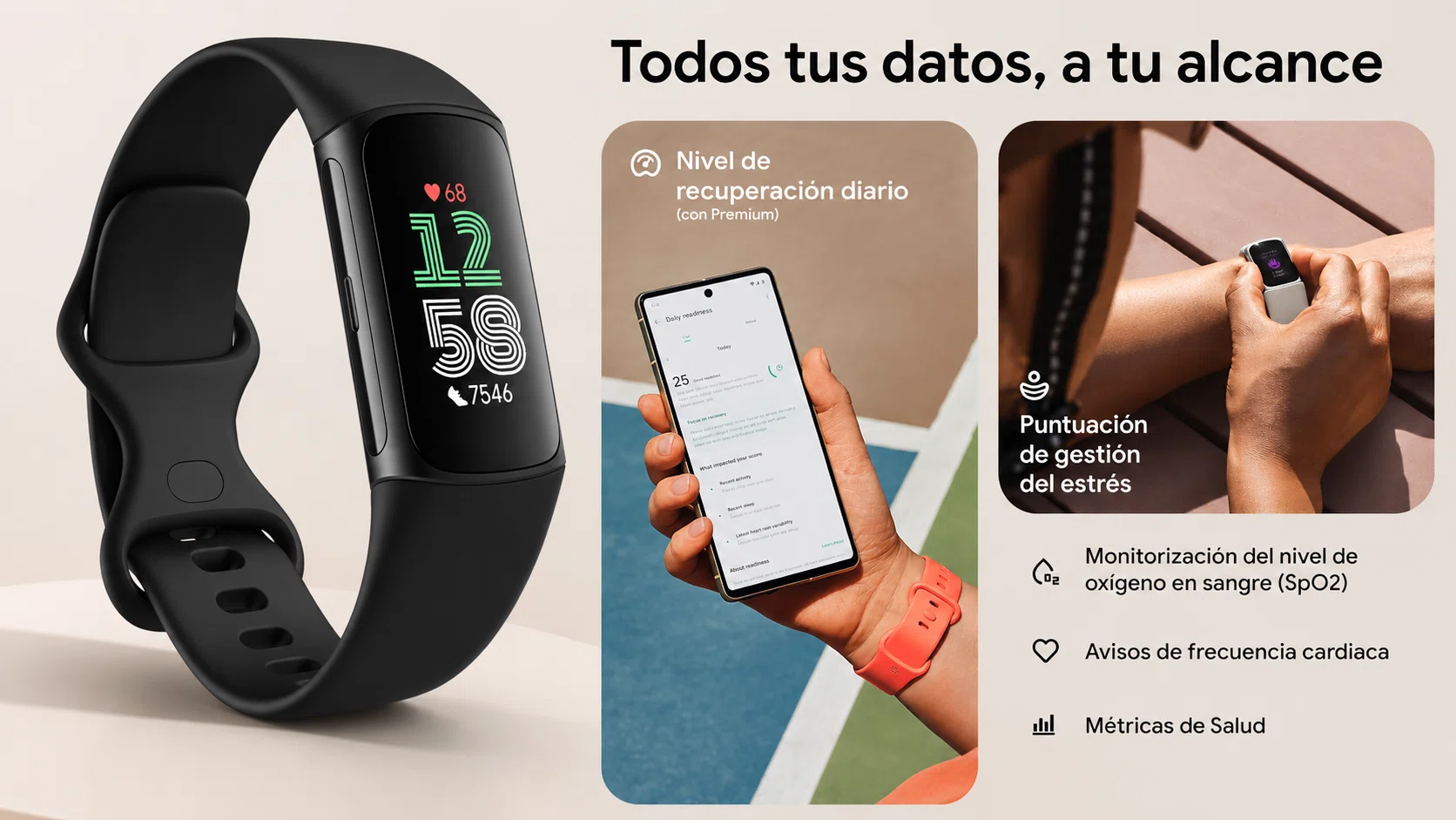 Smartwatch Google Fitbit Charge 6 con GPS, 7 días de batería y Google Health por sólo 89€ con envío gratis (-44%)