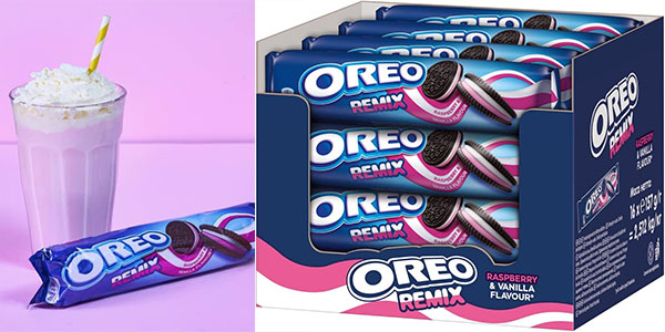 Chollo Pack x16 Paquetes de galletas Oreo Remix de frambuesa y vainilla por sólo 17,05€ (-35%) ¡1,07€ el paquete!