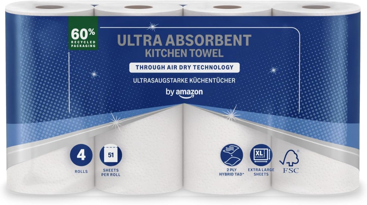 Pack x4 Rollos de Cocina TAD Ultraabsorbente by Amazon con 51 hojas cada uno por sólo 2,85€ (-21%)