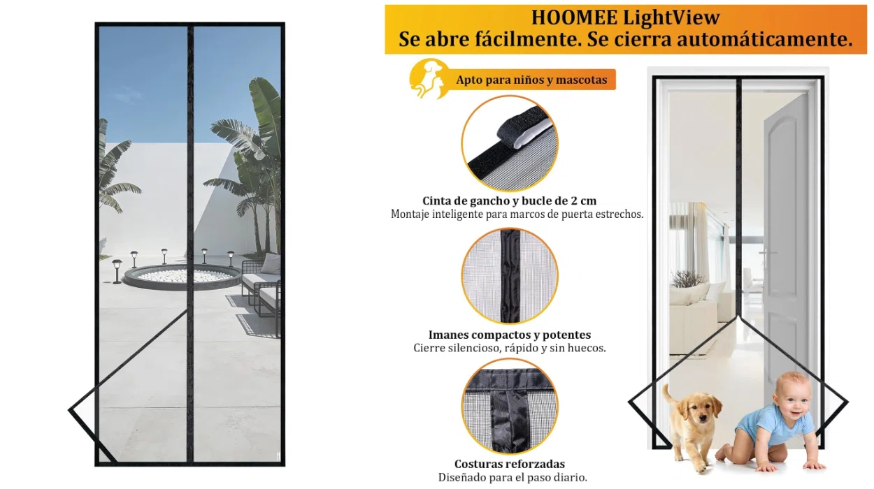 Protección eficaz contra insectos: mosquitera HOOMEE para puertas de balcón, fácil de instalar por sólo 9,49€ (-5%)