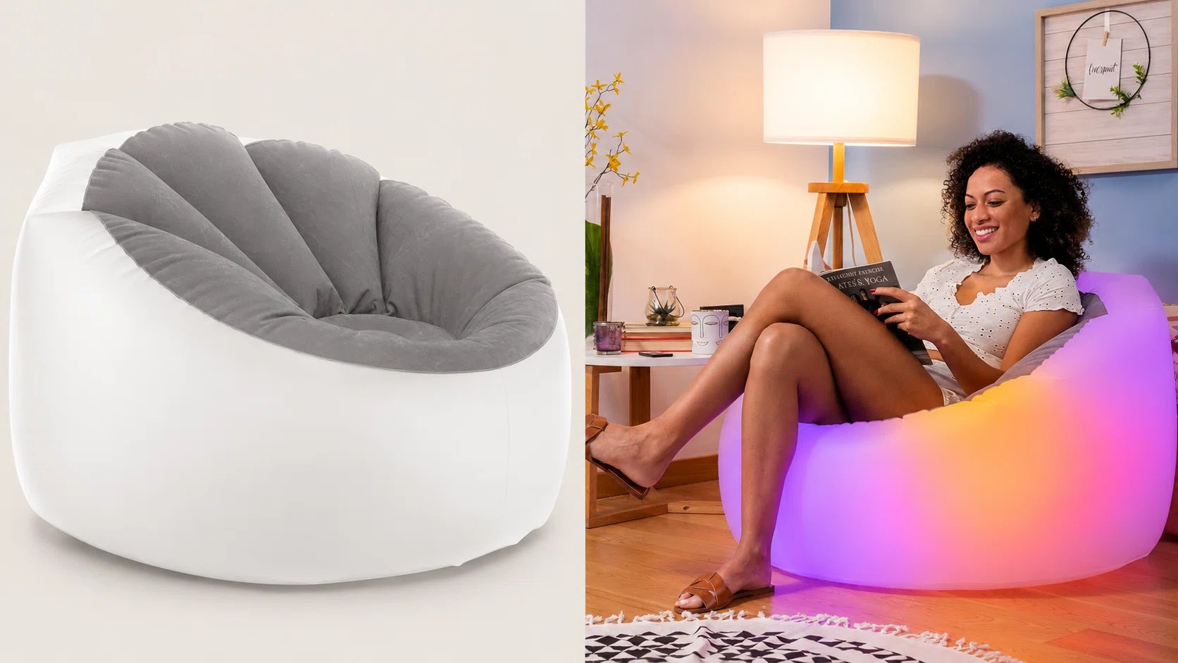 Puff hinchable con LED multicolor resistente al agua, cómodo y perfecto para exterior e interior por sólo 19,27€ (-38%)