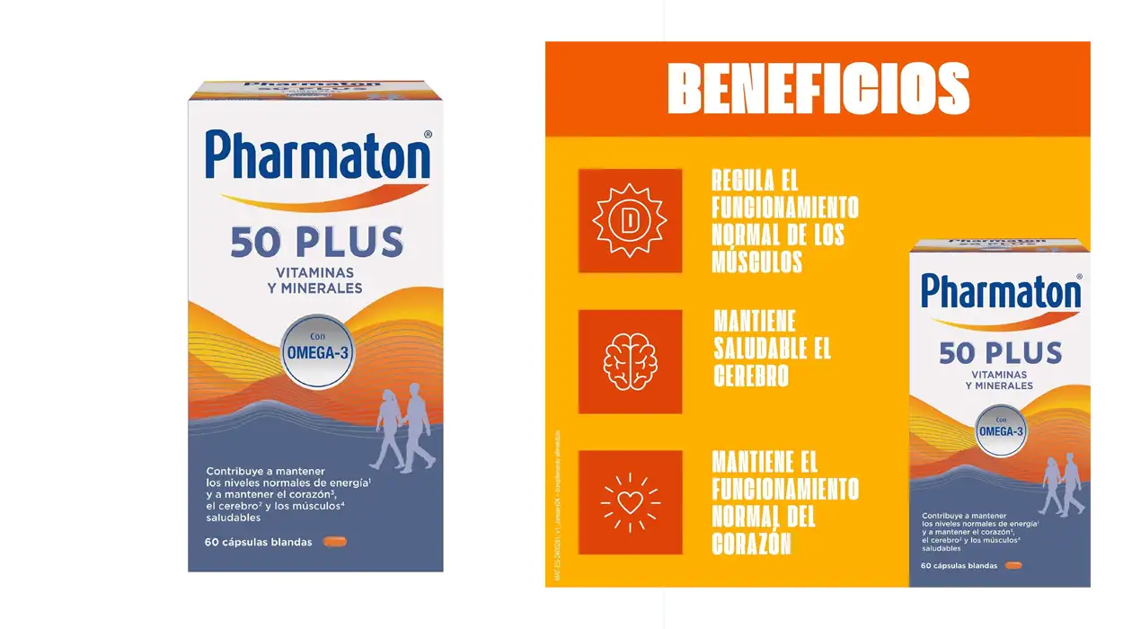 Chollo Multivitamínico Pharmaton 50+ con Omega 3 de 60 cápsulas por sólo 17,99€ (-35%)