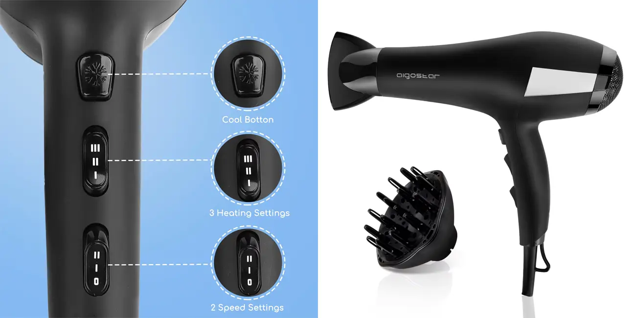 Chollo Secador de pelo iónico AIGOSTAR con difusor por sólo 17,39€ con cupón y envío gratis (-53%)
