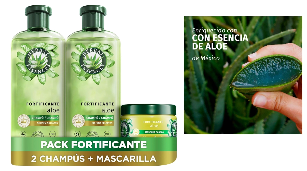 Chollo Pack fortificante Herbal Essences (2 champú 350 ml + mascarilla 500 ml) por sólo 12,99€ (-35%)