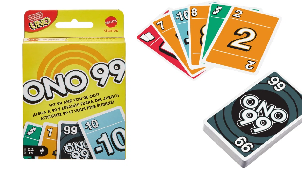Diversión matemática para toda la familia con el juego de cartas ONO 99 de Mattel para 2 a 10 jugadores por sólo 6€ (-48%)