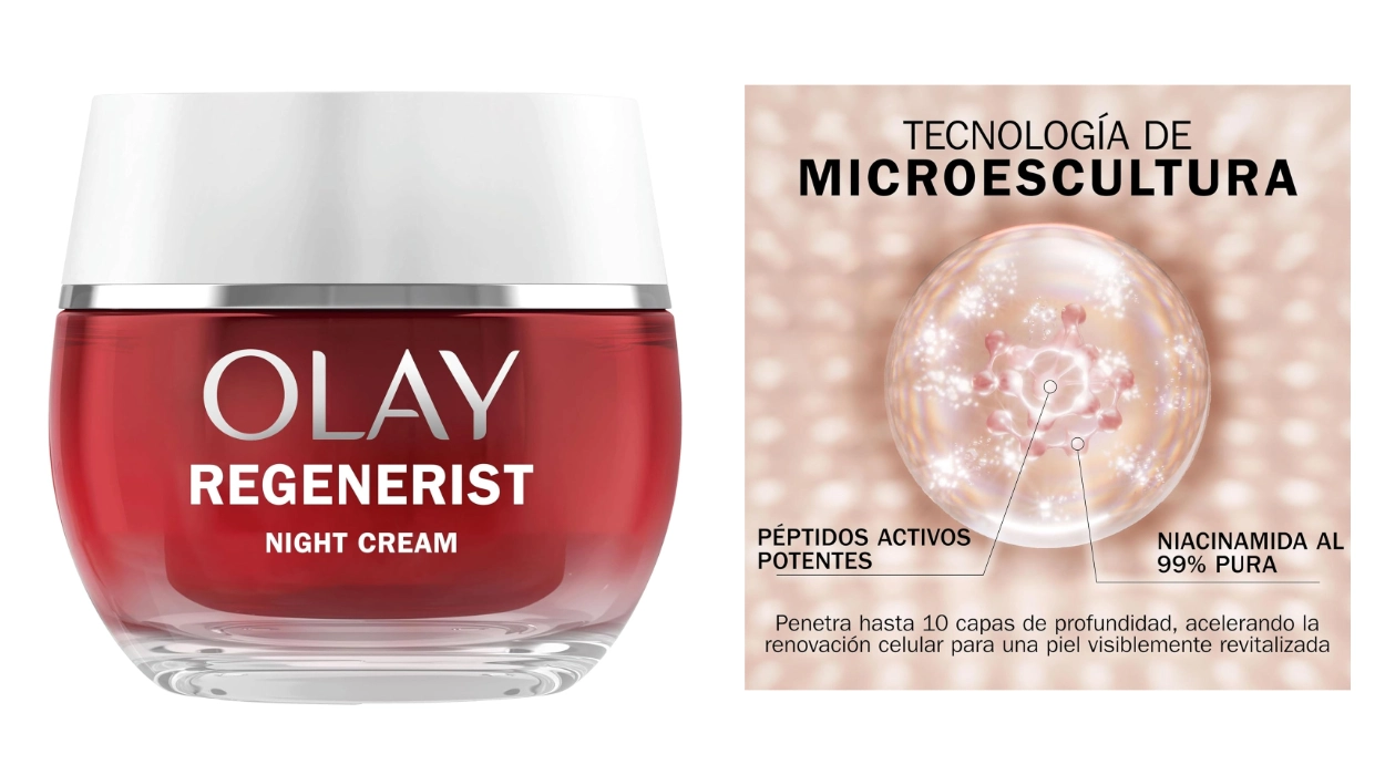 Deja que trabaje mientras duermes: tratamiento facial antiedad Olay Regenerist de noche con niacinamida y péptidos al 50% por sólo 14,99€ (50% de descuento)