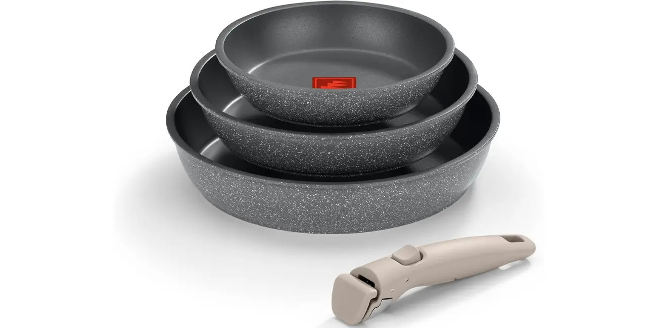 Chollo Pack 3x Sartenes apilables Monix One Click Pietra de 20-24-26 cm por sólo 40,90€ con envío gratis (-40%)