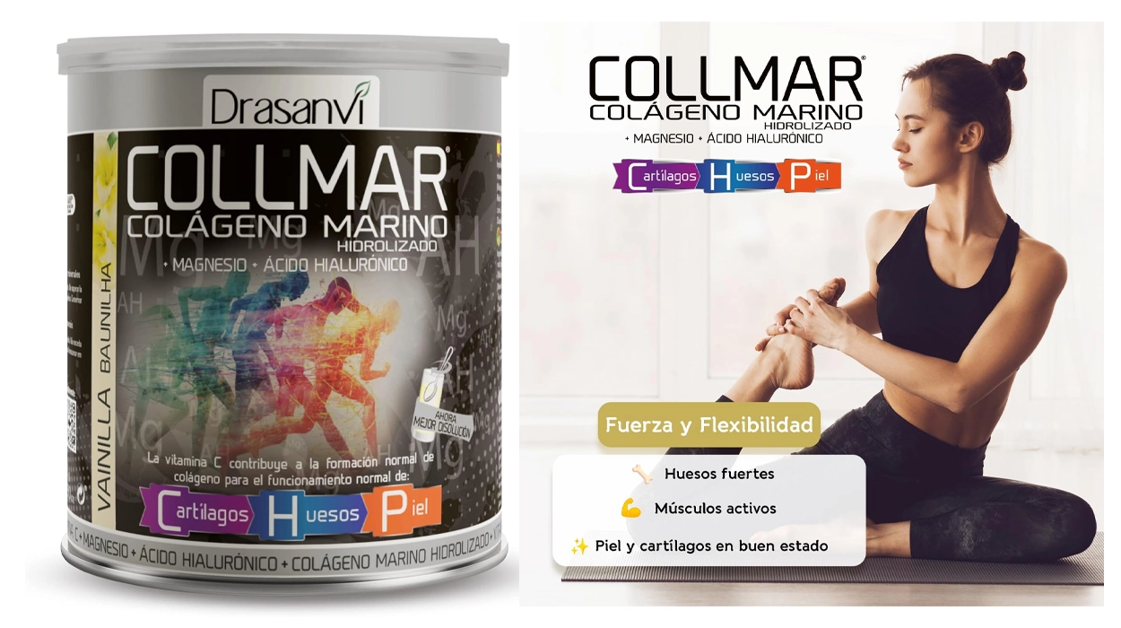 Chollo Colágeno marino hidrolizado Drasanvi Collmar de 300 g con ácido hialurónico, magnesio y vitamina C por sólo 20,39€ (-33%)
