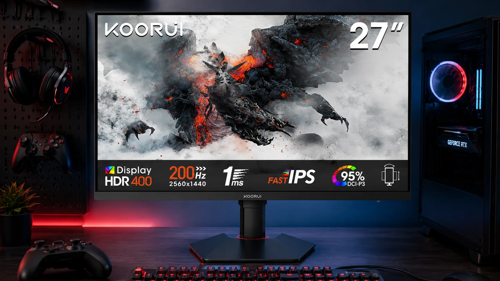 Monitor Gaming KOORUI G2722P de 27″ con 200Hz, 1ms y QHD por sólo 129,99€ con envío gratis (-24%)