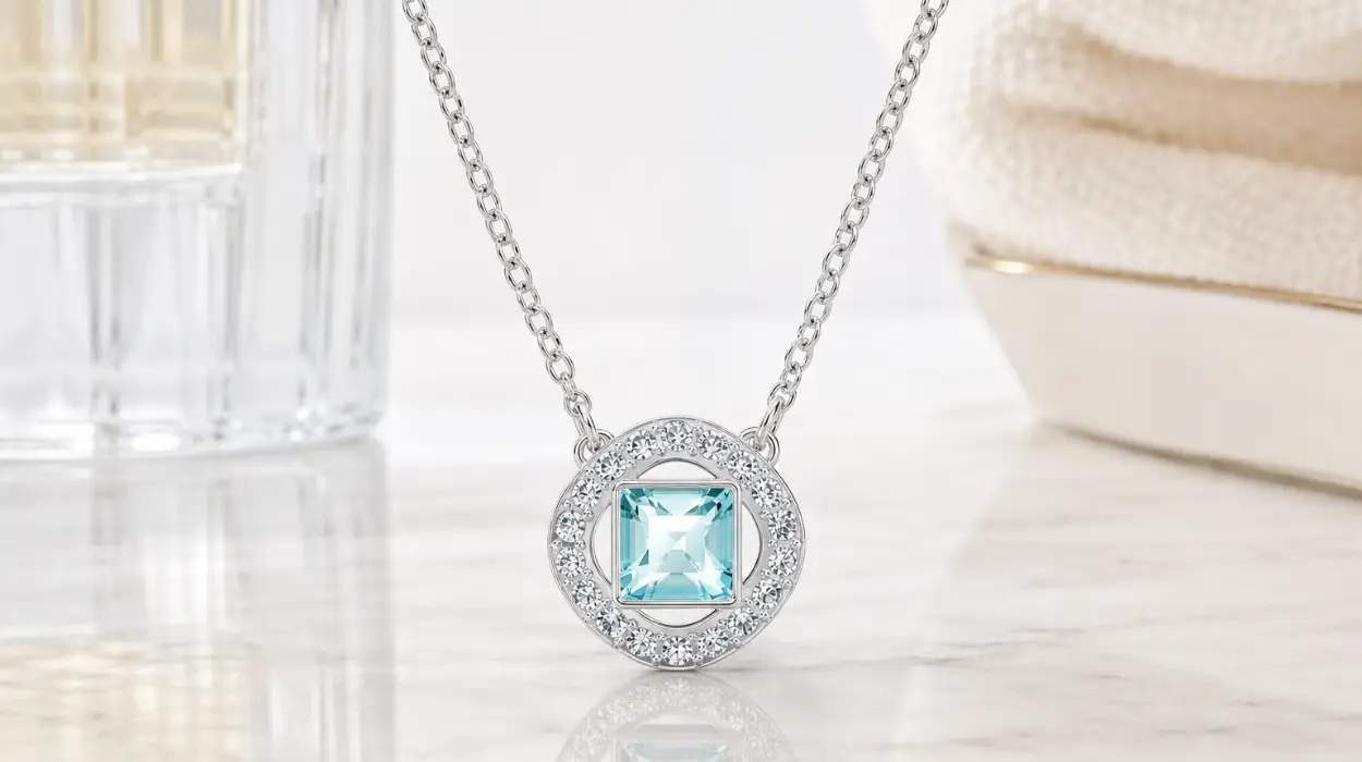 Dale un toque de elegancia a tu look con este collar Swarovski Collar Angelic en azul con baño de rodio o en rosa por sólo 65€ con envío gratis (-45%)