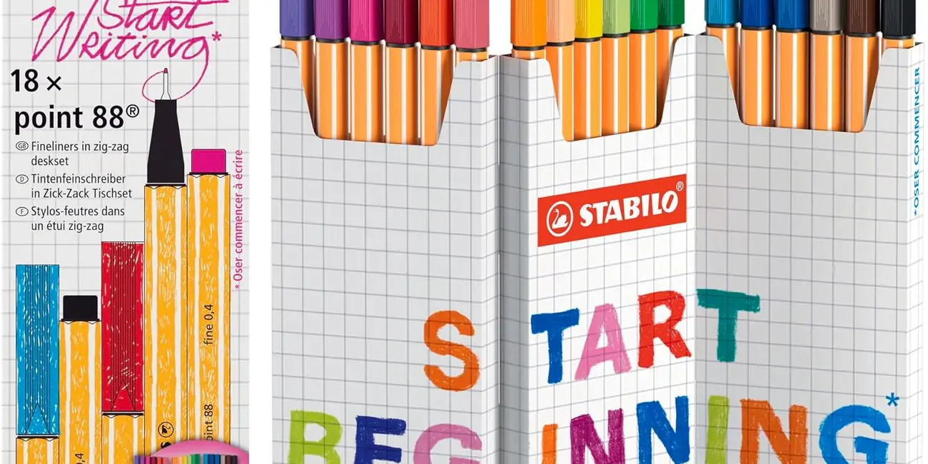 Chollo Estuche zig-zag con 18 rotuladores Stabilo Point 88 de punta fina por sólo 7,13€ (64% de descuento)