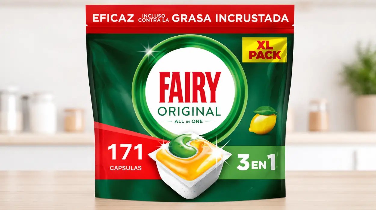Pack x171 cápsulas Fairy Original Todo En Uno limón para lavavajillas por sólo 24,49€ (-27%)