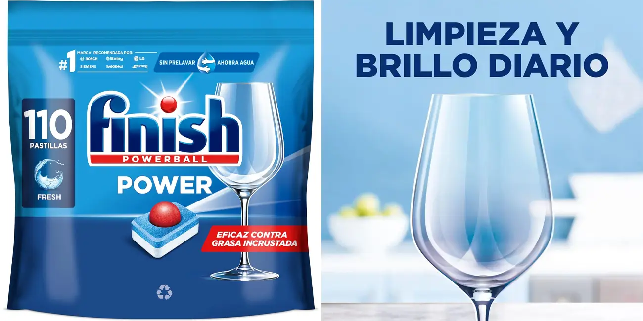 Chollazo Pack x110 cápsulas de Finish Powerball Power All in 1 por sólo 14,99€ (-40%) ¡A 0,14€ la dosis!