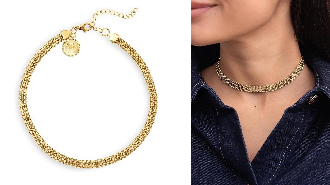 Vas a acertar con este collar Choker Tape de SINGULARU en acero con baño de oro: Viste un montón y hoy sólo cuesta 19,99€ (23% de descuento)