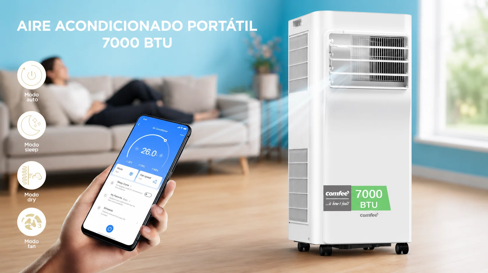 Aire acondicionado portátil COMFEE Pingüino 3 en 1 de 7000 BTU con control desde móvil y mando por sólo 199€ con envío gratis (-17%)