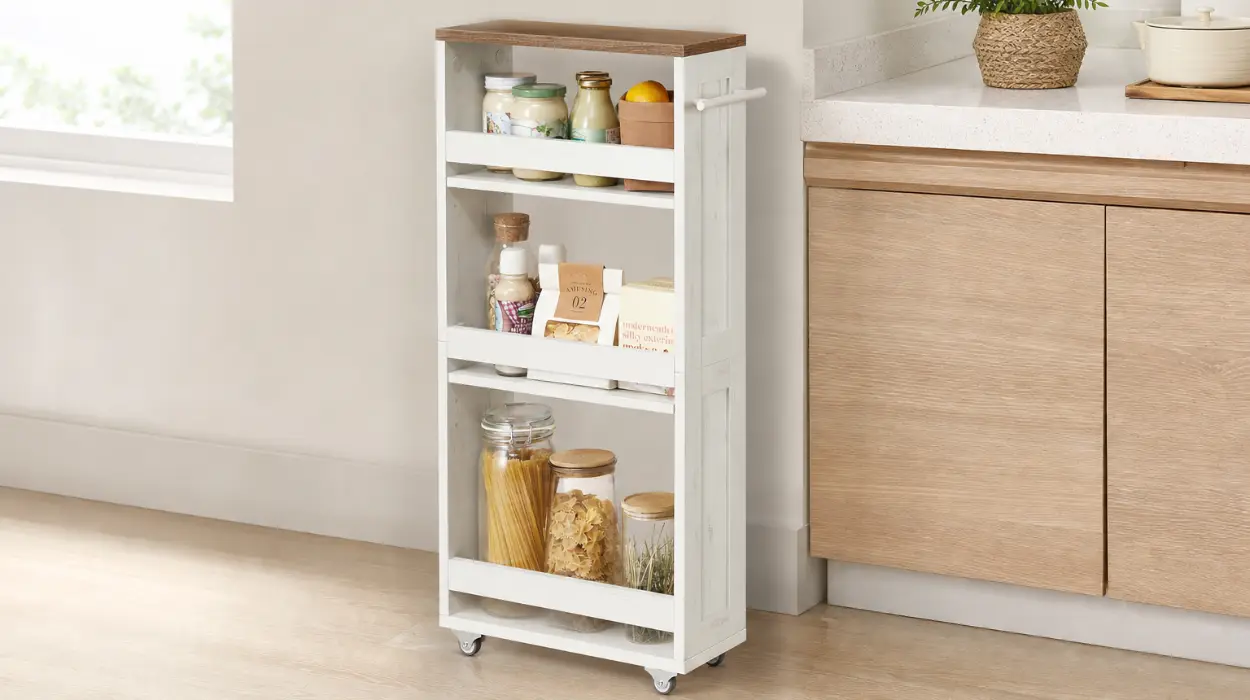 Carrito de almacenaje VASAGLE de 4 niveles con ruedas para espacios pequeños por sólo 28,54€ (-32%)