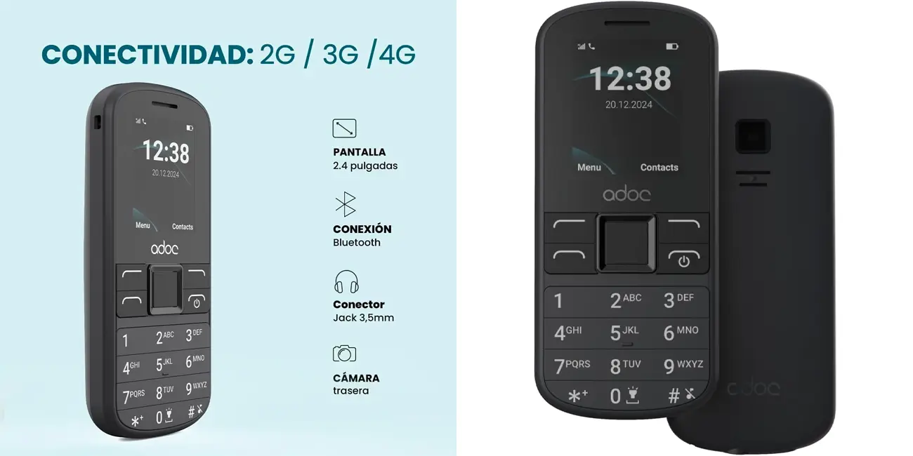 Chollo Móvil básico ADOC S4 4G con teclas grande y base de carga por sólo 25,49€ con envío gratis (-14%)