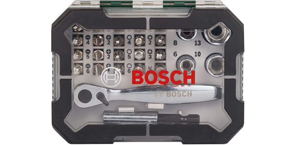 Chollo Set x26 Accesorios para atornillar Bosch y llave de carraca por sólo 9,99€ (52% de descuento)