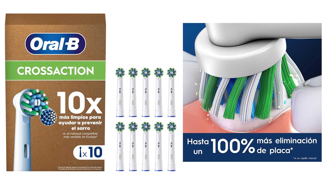 Chollo Pack x10 Recambios Oral-B CrossAction originales por sólo 20,99€ (-52%) ¡2,10€ por recambio!