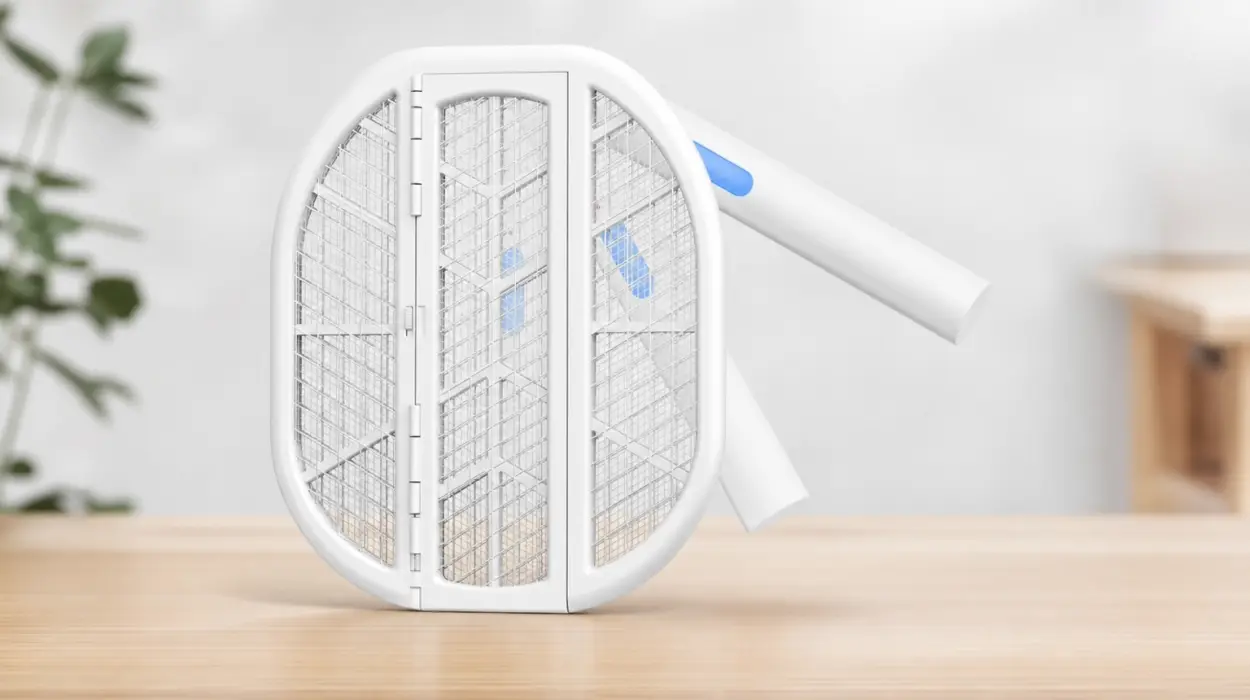 Raqueta anti mosquitos eléctrica AROEVE plegable de 4000V con luz azul y batería para uso en hogar o exterior por sólo 9,90€ (-50%)
