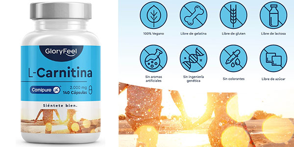 Chollo Complemento alimenticio L-Carnitina GloryFeel de 140 cápsulas por sólo 9,99€ (-58%)