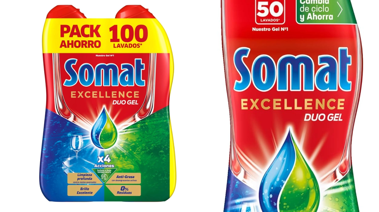 Chollo Pack de 2 botellas Somat gel anti-grasa lavavajillas (100 dosis total) por sólo 12,13€ (-13%) ¡6,07€ la unidad!