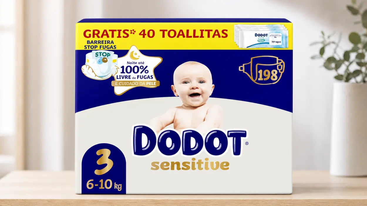 Pack de 198 Pañales Dodot Sensitive Bebé Talla 3 con 40 toallitas de regalo por sólo 53,29€ con envío gratis (-35%)
