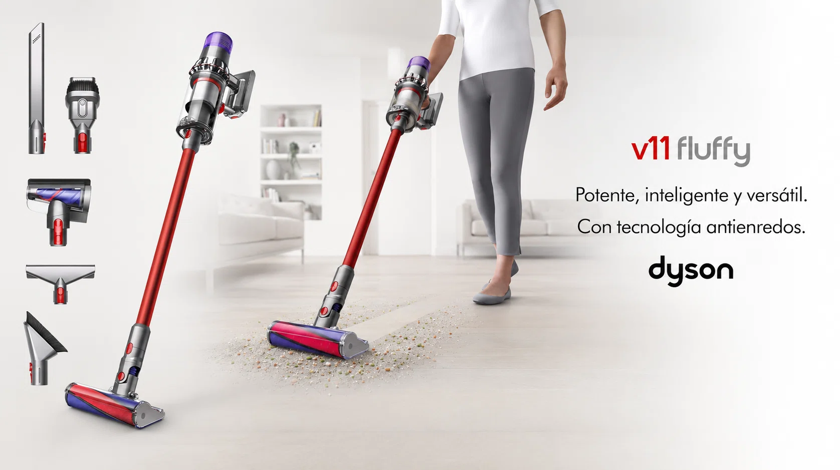 Aspiradora sin cable Dyson V11 Fluffy con 60 min de autonomía y tecnología anti-enredos por sólo 379,05€ con envío gratis (-37%)