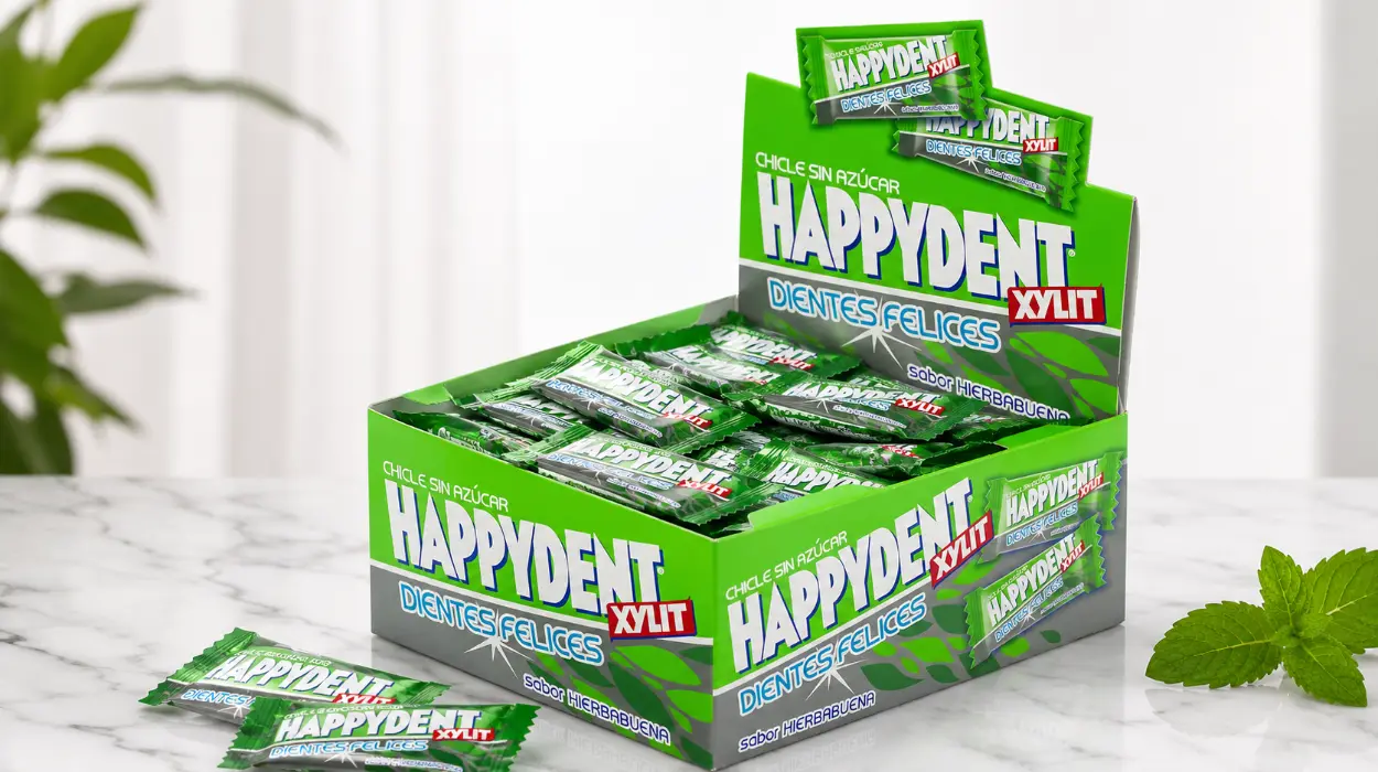 Caja de 200 chicles sin azúcar Happydent de hierbabuena por sólo 7,95€ (-33%)