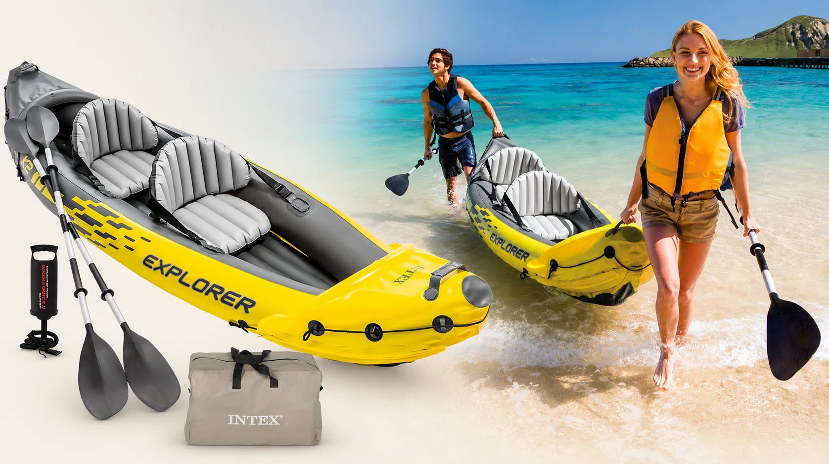 Kayak hinchable Intex Explorer K2 con diseño para 2 personas y fácil de manejar por sólo 92,59€ con envío gratis (-38%)