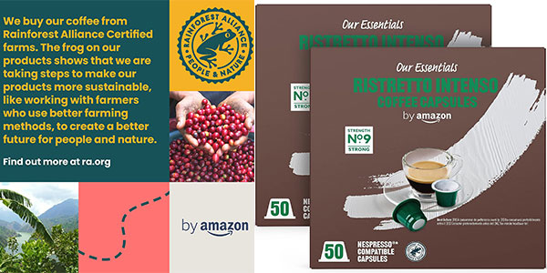 Chollo Pack de 100 cápsulas de café Our Essentials by Amazon Ristretto Intenso para Nespresso por sólo 10,44€ (-18%)