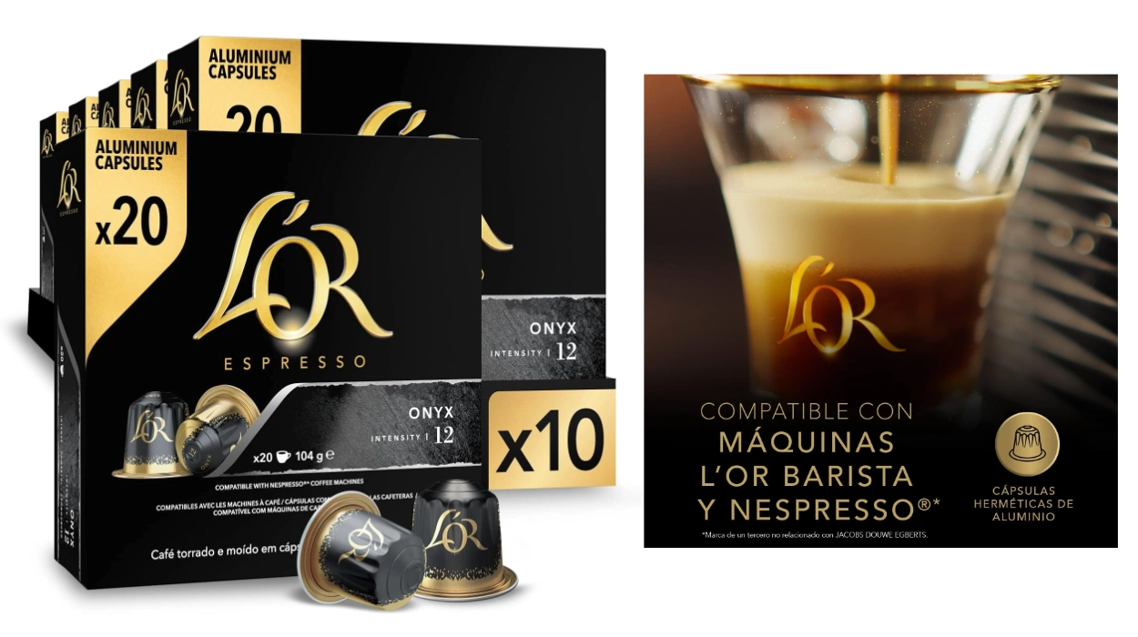 Chollo Pack de 200 cápsulas de café L’Or Espresso Onyx para Nespresso por sólo 48,88€ (-40%) ¡0,24€ cada una!