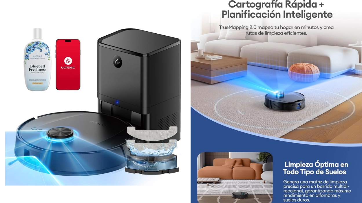 Amazon rebaja el robot aspirador y fregasuelos Ultenic T20Pro con líquido limpiador a sólo 218,47€ (-22%)