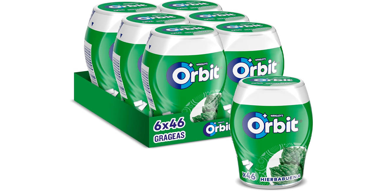 Chollo Pack x6 paquetes Orbit Chicles sin azúcar sabor Hierbabuena (276 chicles en total) por sólo 11,99€ (-39%)