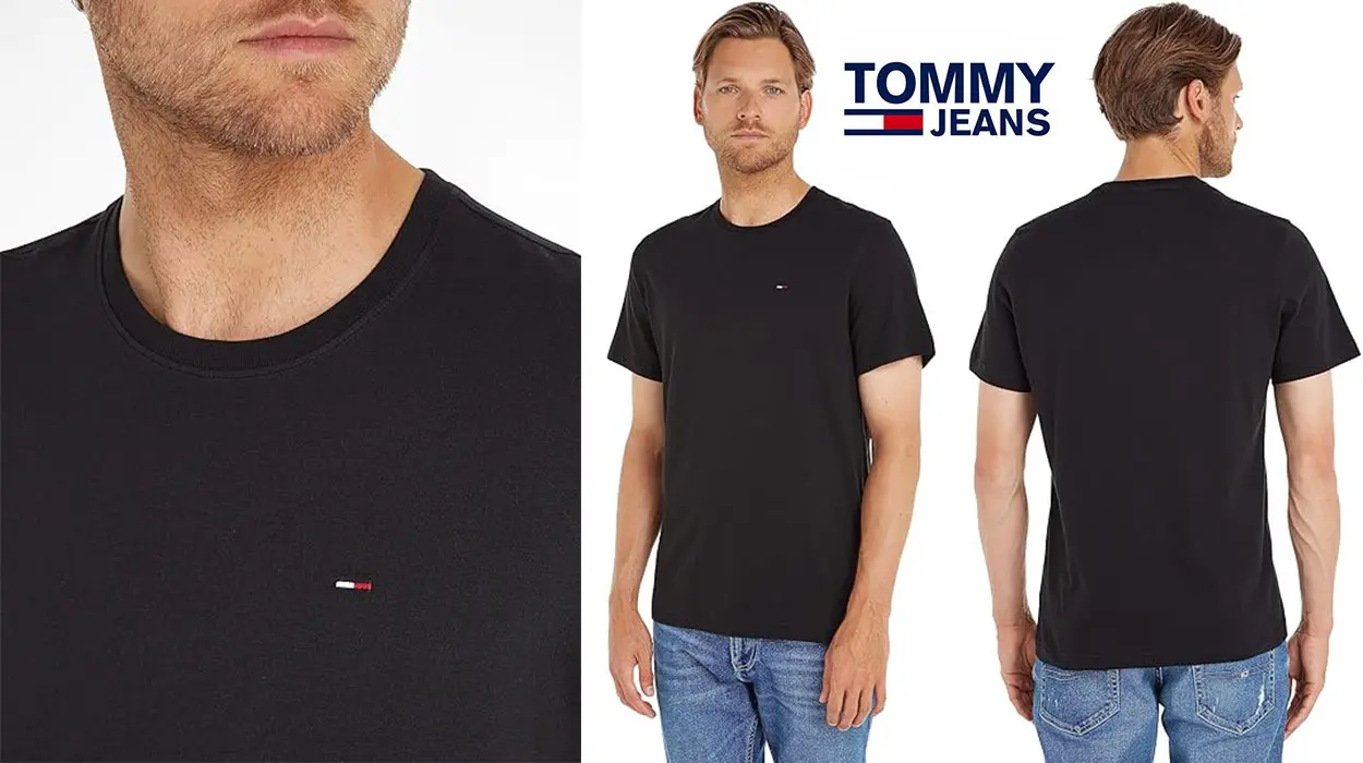 Chollo Camiseta Tommy Jeans Slim negra para hombre por sólo 16,67€ (-44%)