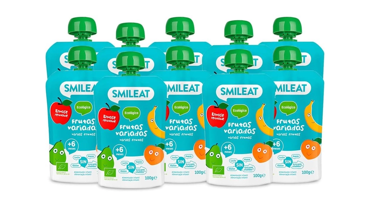 Chollo Pack x10 Pouch de frutas ecológicas Smileat sin azúcar añadido por sólo 9,50€ (-41%) ¡1€ cada uno!