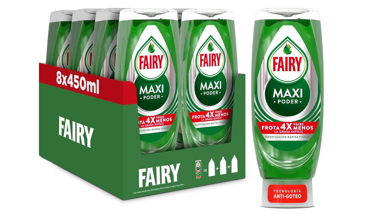 Chollo Pack de 8 botellas de Fairy Maxi Poder de 450 ml por sólo 14,99€ ¡1,87€ cada una!