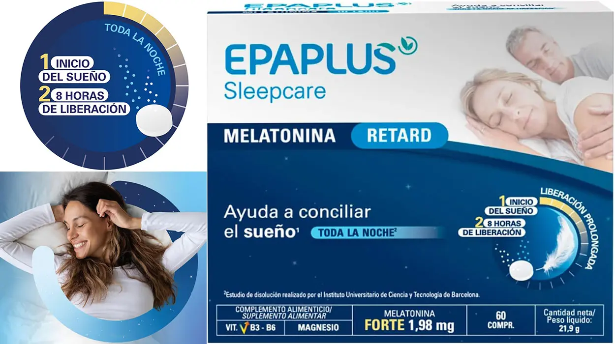 Chollo Melatonina Retard EPAPLUS Sleepcare de 60 comprimidos por sólo 8,82€ (-34%)