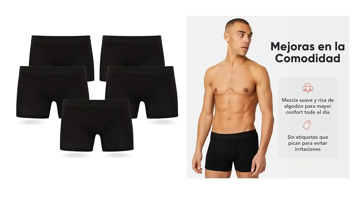 Chollo Pack de 5 Bóxers FM London para hombre por sólo 18,69€ (-24%)