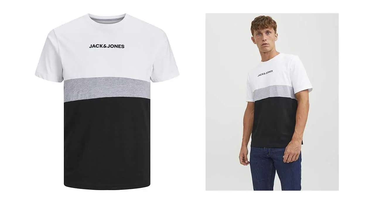 Chollo Camiseta Jack & Jones Colour Block Crew Neck para hombre desde sólo 10,52€ (-30%)
