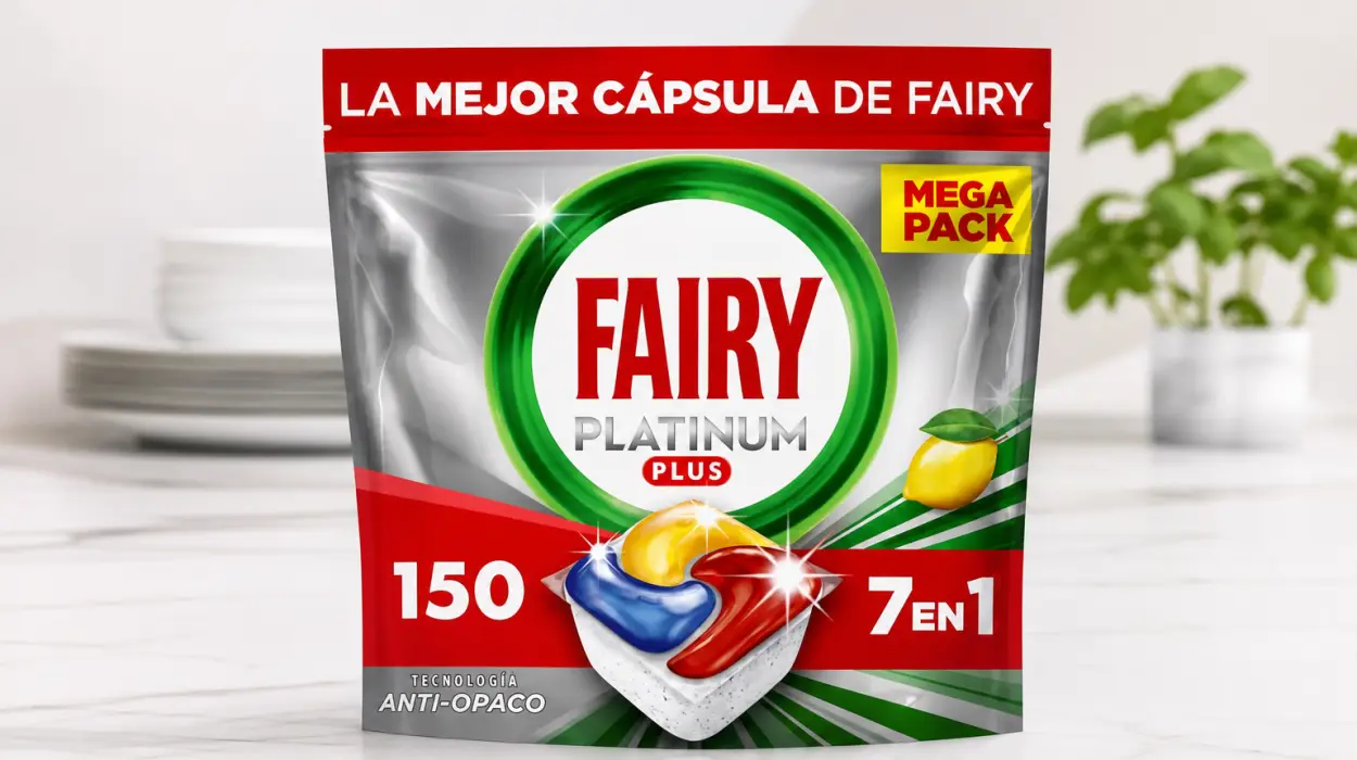 Pack x150 Cápsulas de lavavajillas Fairy Platinum Plus Limón: limpieza profunda y reluciente por sólo 23,99€ (-53%)
